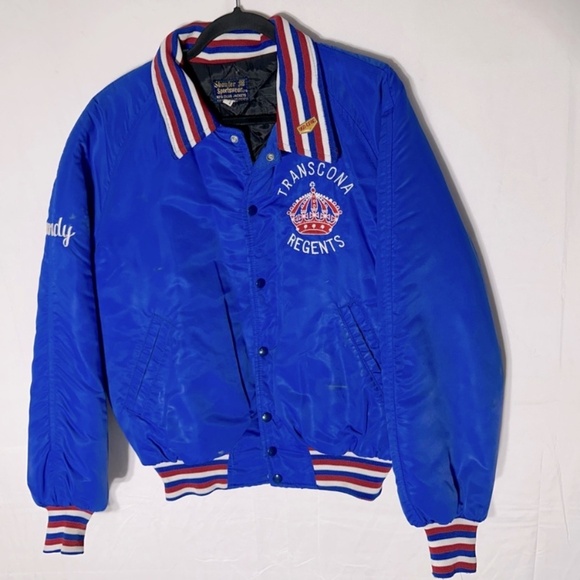 Vintage Transcona Regents Blue Bomber Jacket L - Picture 1 of 16